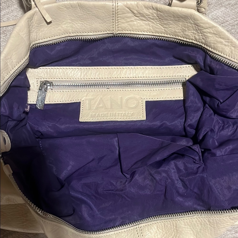 Tano Cream and Purple Shoulder Bag